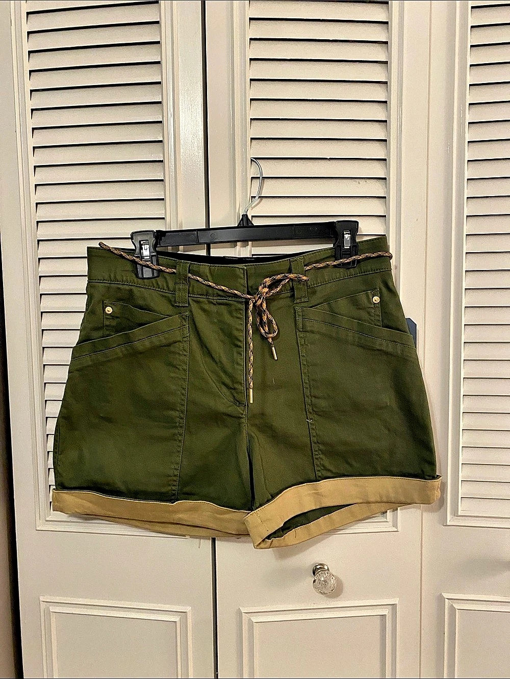 Democracy Ab-solution High Rise Contrast Cuff Shorts with Waist Tie Cargo Shorts